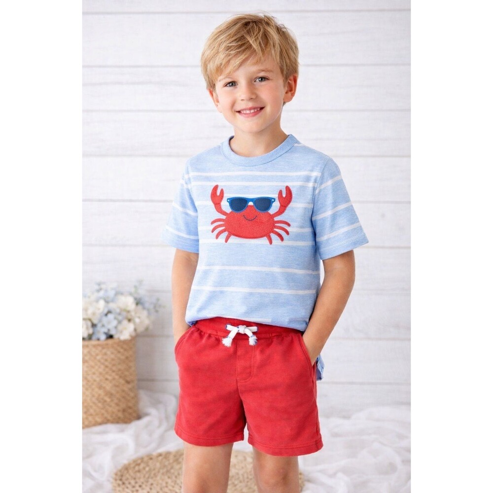 Mini BODEN Boys Red Cotton Sweet Shorts MEDIUM Drawstring Pockets Casual
